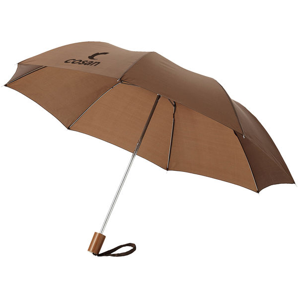 Parapluie De Poche Blanc Personnalise Marron