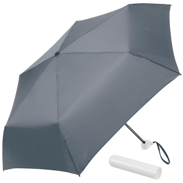 Parapluie publicitaire de poche|6 panneaux Gris Blanc