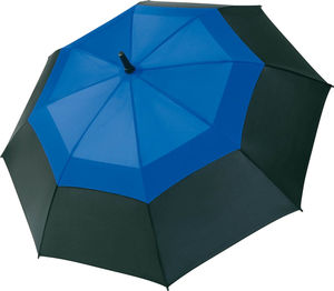 Parapluie canne bois veinee Noir Bleu