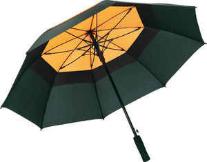 Parapluie canne bois veinee Noir Orange
