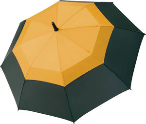 Parapluie canne bois veinee Noir Orange 2