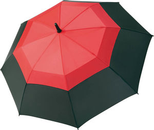 Parapluie canne bois veinee Noir Rouge