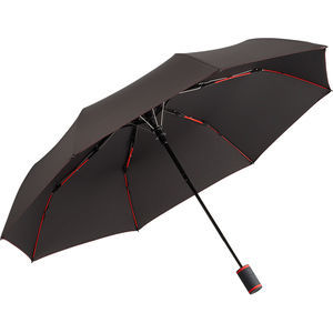 Parapluie de poche publicitaire manche pliant Anthracite Rouge