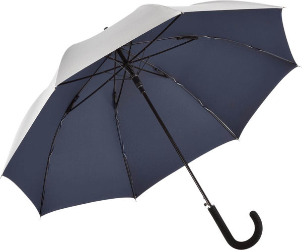 Parapluie publicitaire brillant Argent Bleu foncé