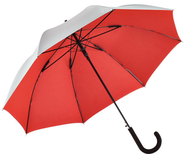 Parapluie publicitaire brillant Argent Rouge
