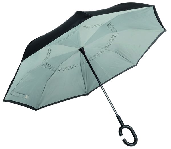 Parapluie publicitaire canne automatique|FLIPPED Gris clair Noir
