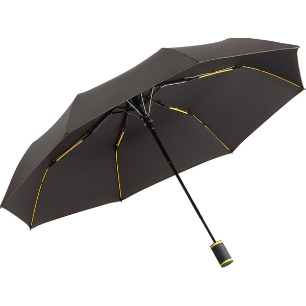 Parapluie publicitaire de-poche PET recyclé|Automatique Noir Jaune