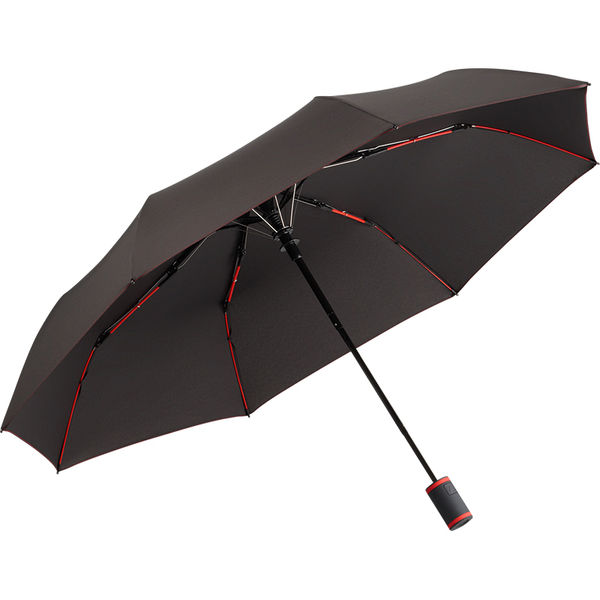 Parapluie publicitaire de-poche PET recyclé|Automatique Noir Rouge