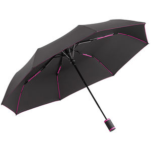 Parapluie publicitaire de-poche PET recyclé|Automatique Noir Magenta